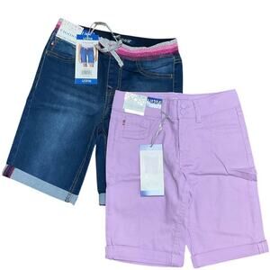 Vigoss Girls Jeans Shorts Bermuda Cuff 2 Pairs Blue Purple Size Large NWT